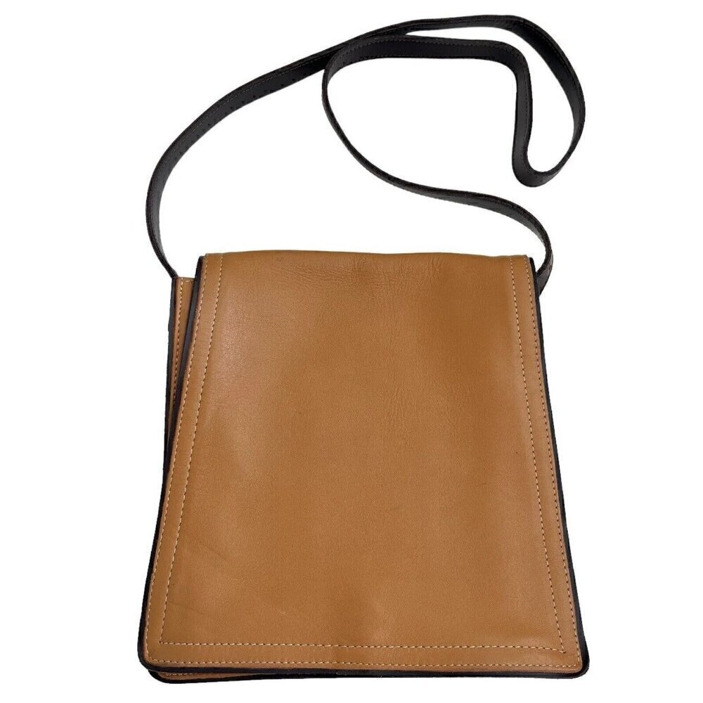 Vintage Coach Crossbody Shoulder Bag Monterey Flap Top Tan Black Leather Purse